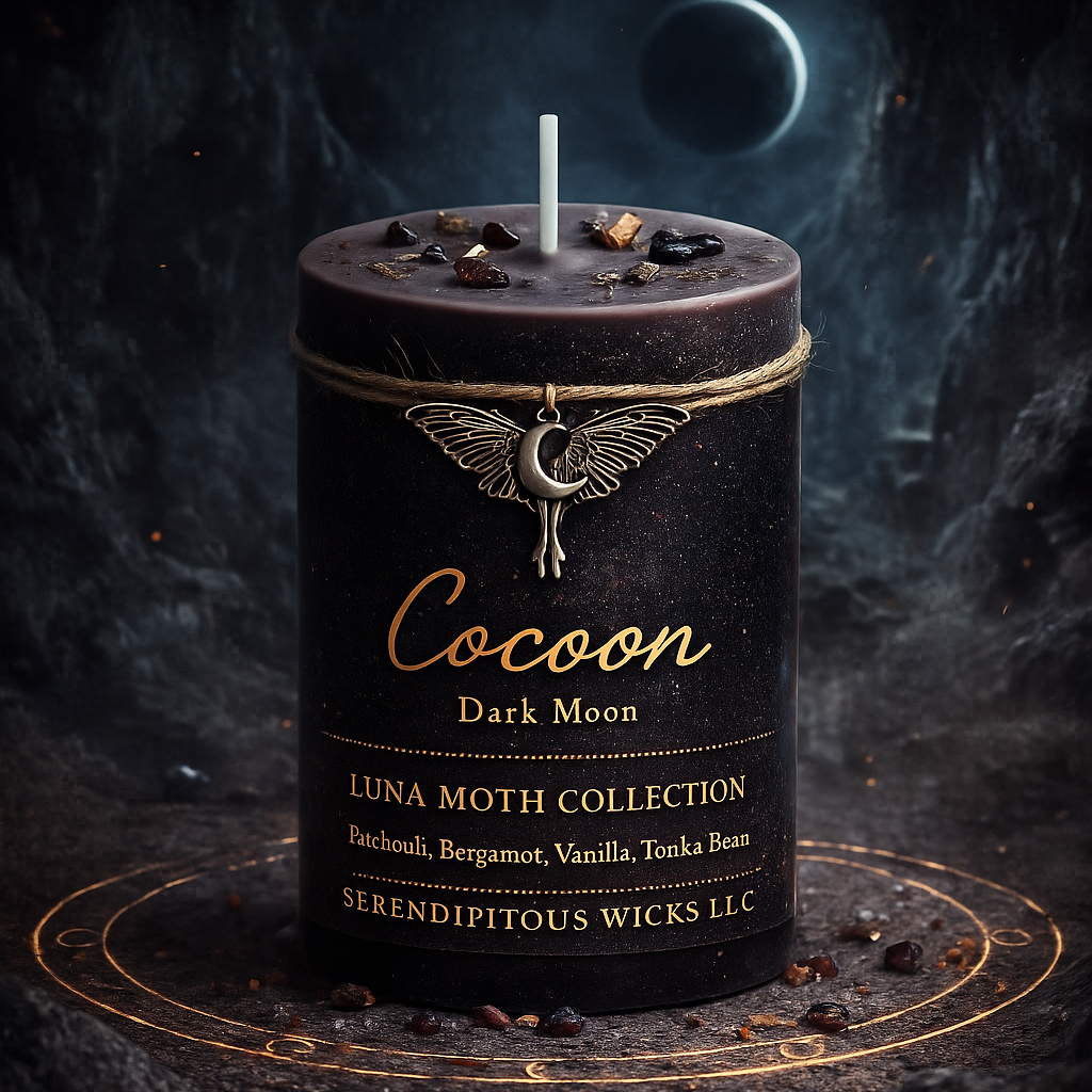 🌑 COCOON — Dark Moon V (rest, shadow, dreaming) | Luna Moth Collection